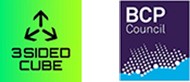 3 Sided Cube logo BCP Council logo