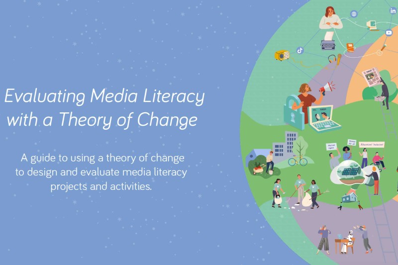 The front cover of the Evaluating Media Literacy with a Theory of Change guide
